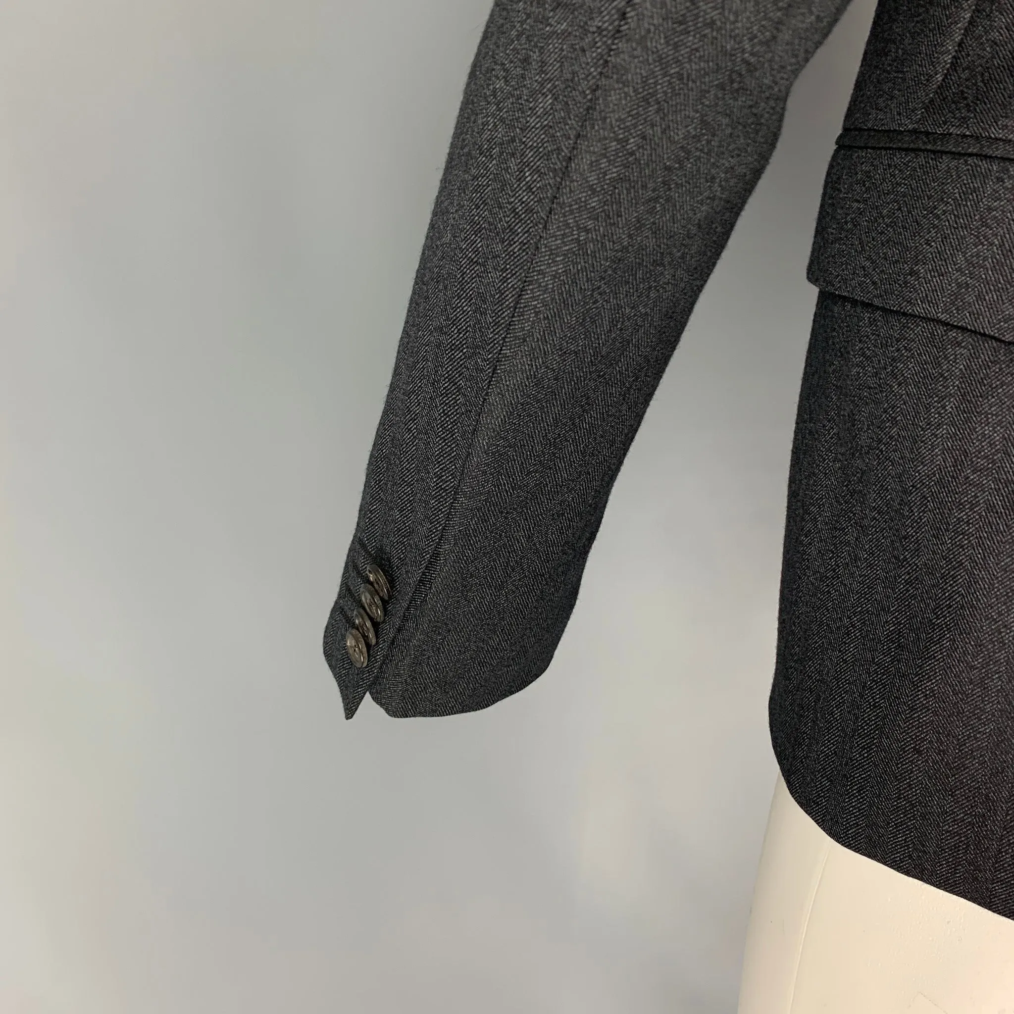 ALEXANDER MCQUEEN FW 09 Size 40 Charcoal Quilted Wool Notch Lapel Sport Coat