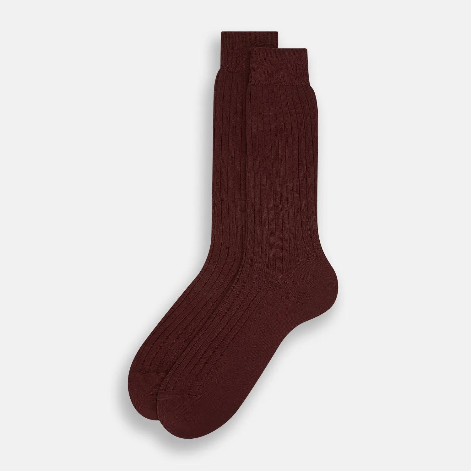 Burgundy Thick Knit Mid-Length Socks