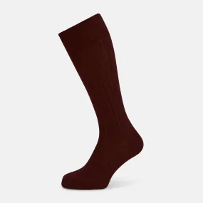 Burgundy Thick Knit Mid-Length Socks