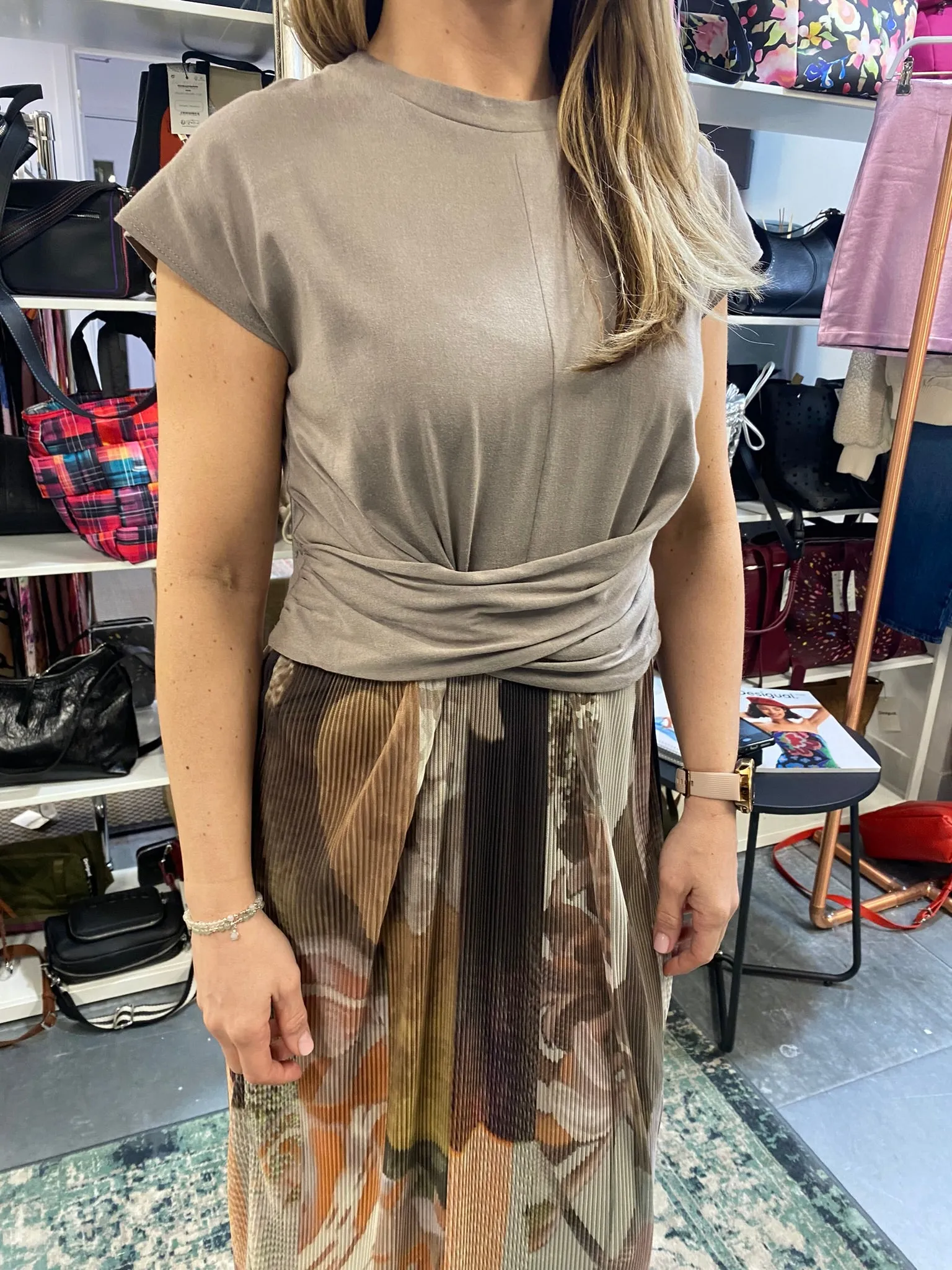 Desigual  Lola Jersey Top Mesh Bottom Midi Dress 24WWVK76