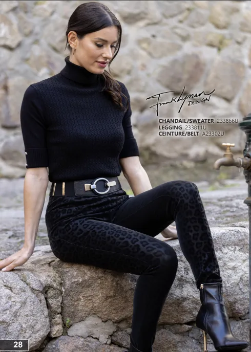 Frank Lyman Leopard Print Velour Leggings Style 233811U