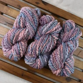 Hand Spun Chunky Tasmanian Merino Yarn in Apricot Blue 13214