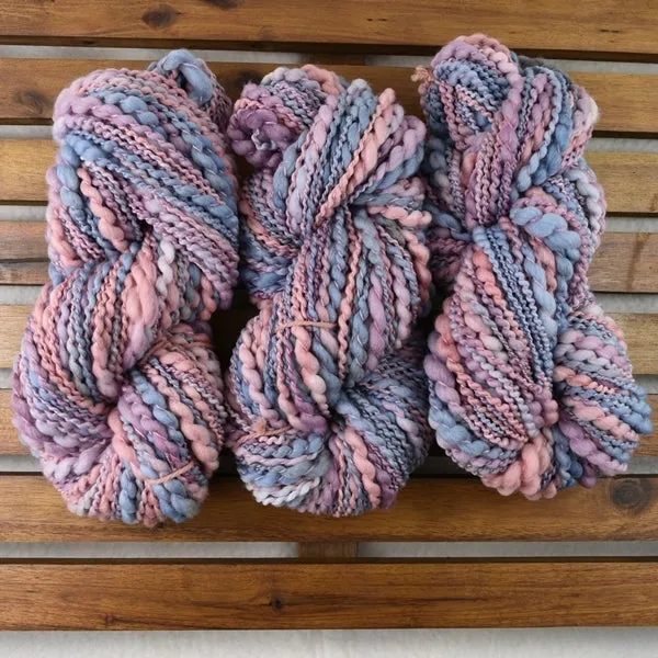 Hand Spun Chunky Tasmanian Merino Yarn in Apricot Blue 13214