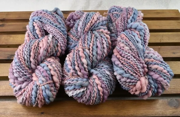 Hand Spun Chunky Tasmanian Merino Yarn in Apricot Blue 13214