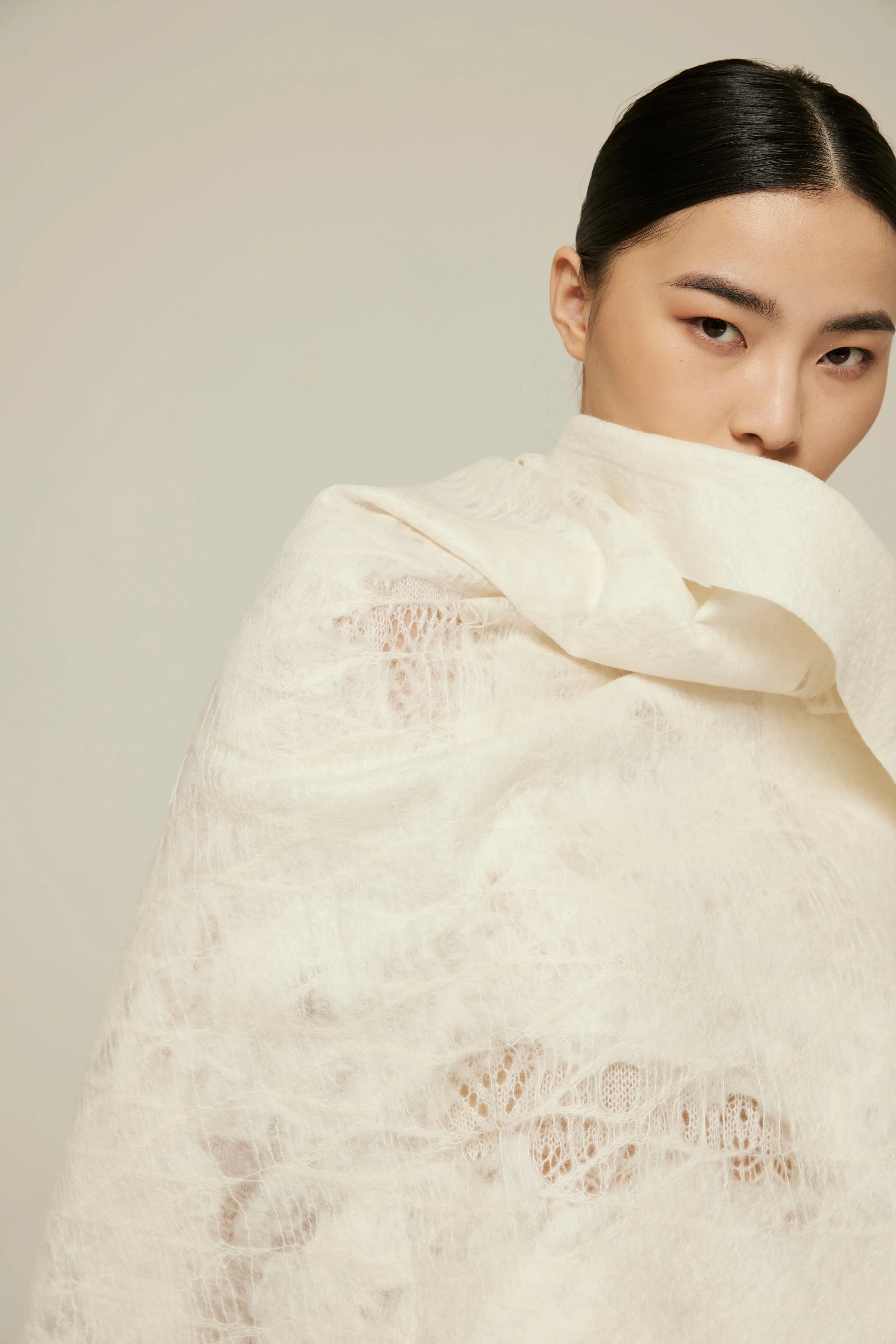Handcrafted knit cashmere felt scarf