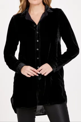 HAZEL BUTTON FRONT TUNIC SHIRT BLACK VELVET