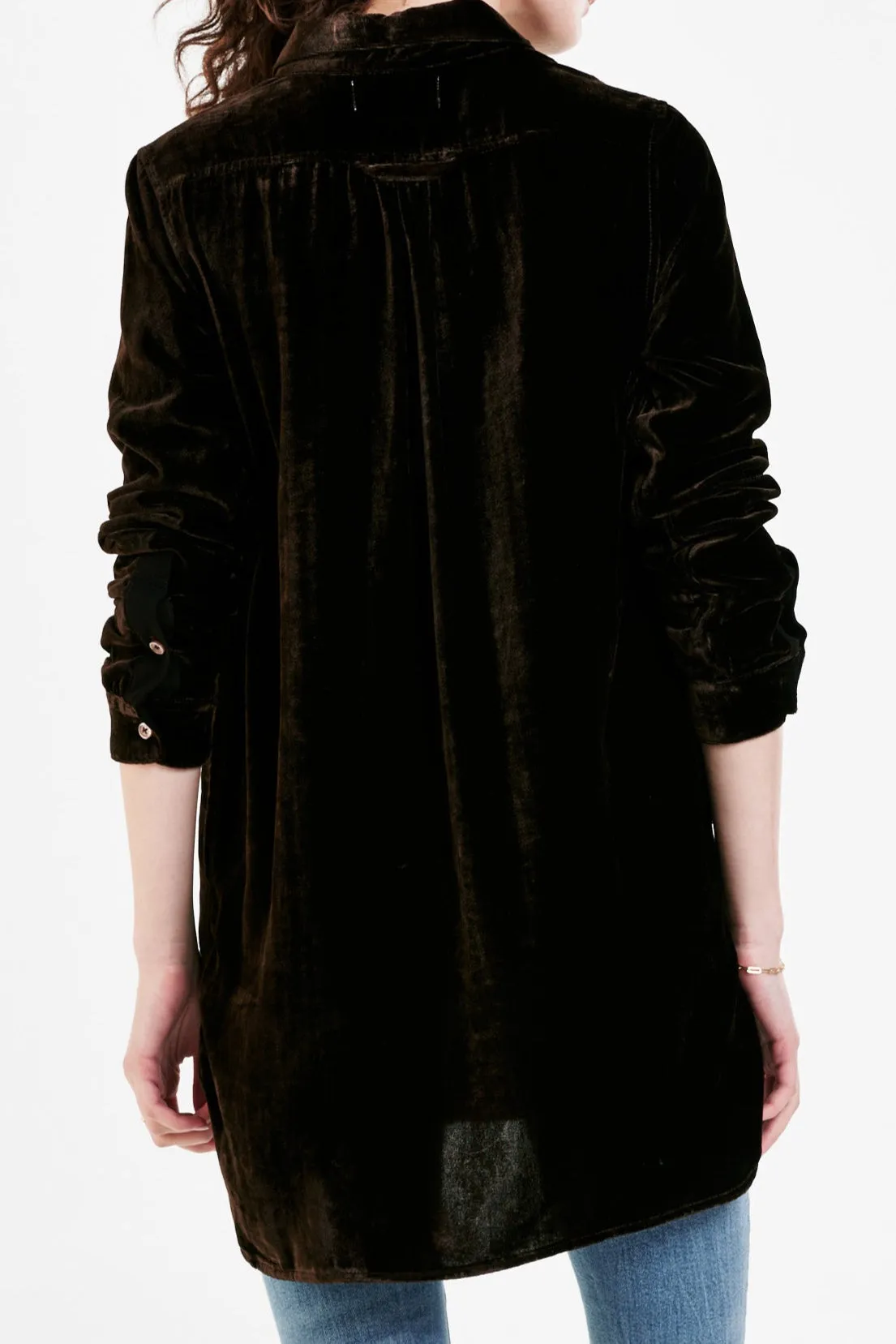 HAZEL BUTTON FRONT TUNIC SHIRT MULCH VELVET