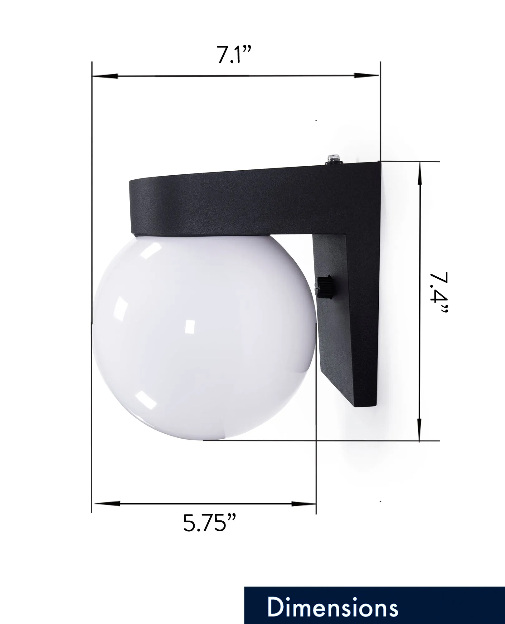 Integrated LED Globe Light, Dusk to Dawn Photocell, Commercial / Residential, 900 Lumens Color Select Switch for 3K / 4K / 5K, Black or White Finish with White Globe