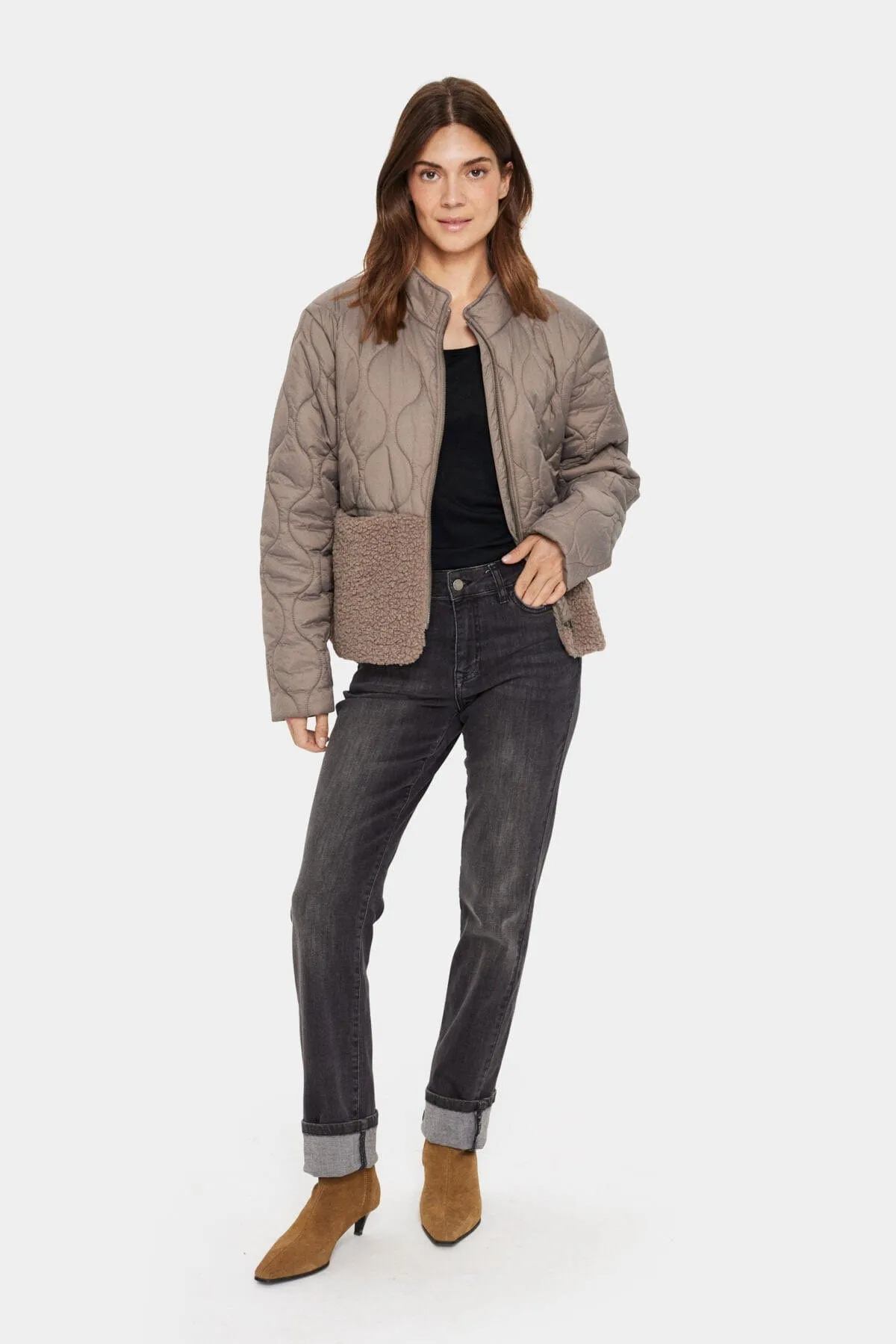 Isodora Quilted Teddy Jacket - Cinder