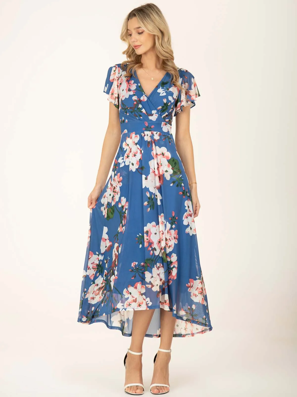 Jolie Moi Allura Mesh Maxi Dress, Royal Blue