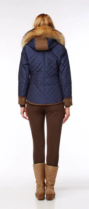 M. Miller Women's Kristene Quilted Jacket With Natural Finn Racoon Microtech