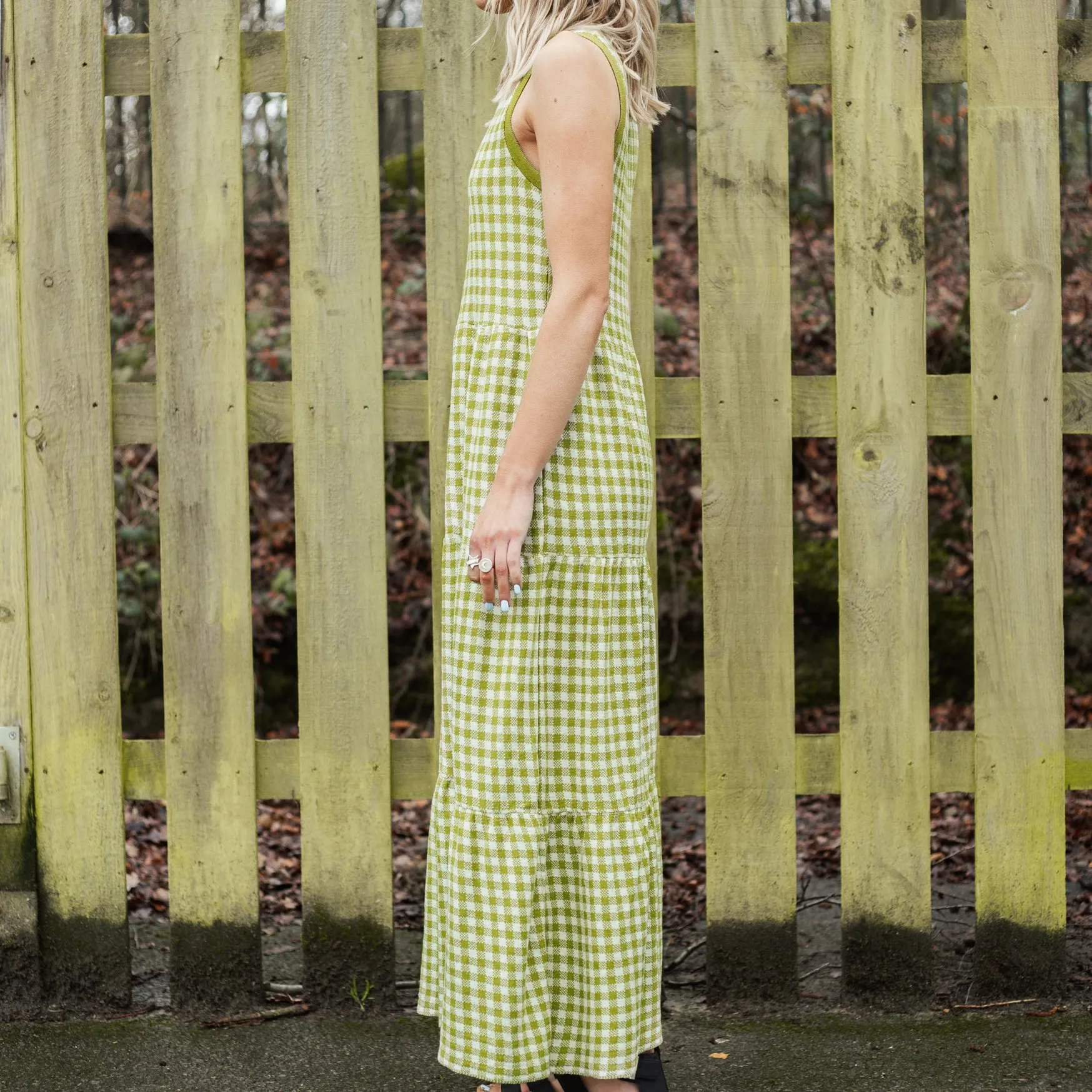 Paula Gingham Knitted Midi Dress