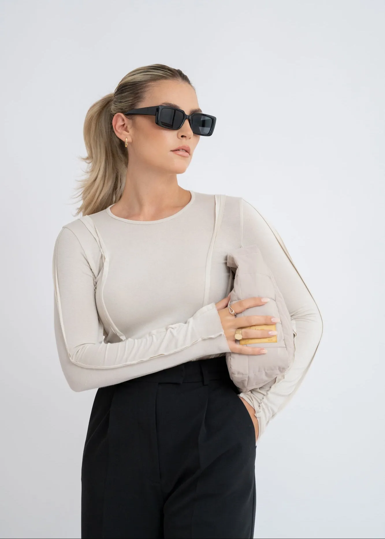Pillow Upcycled Shoulder Bag - Ashy Beige