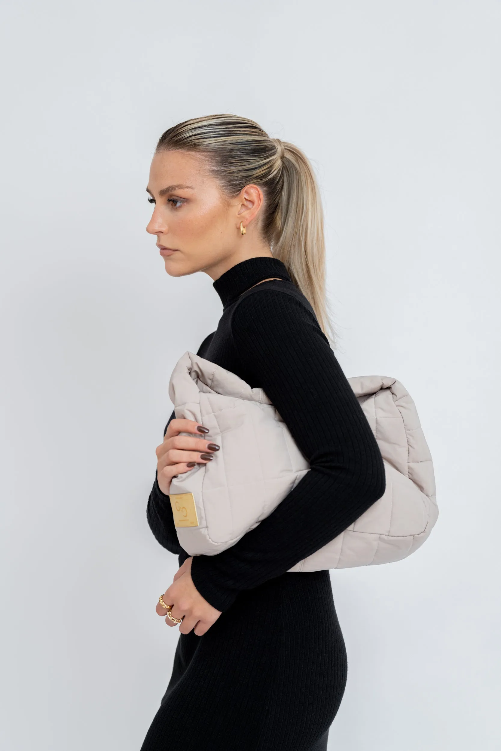 Pillow Upcycled Shoulder Bag - Ashy Beige