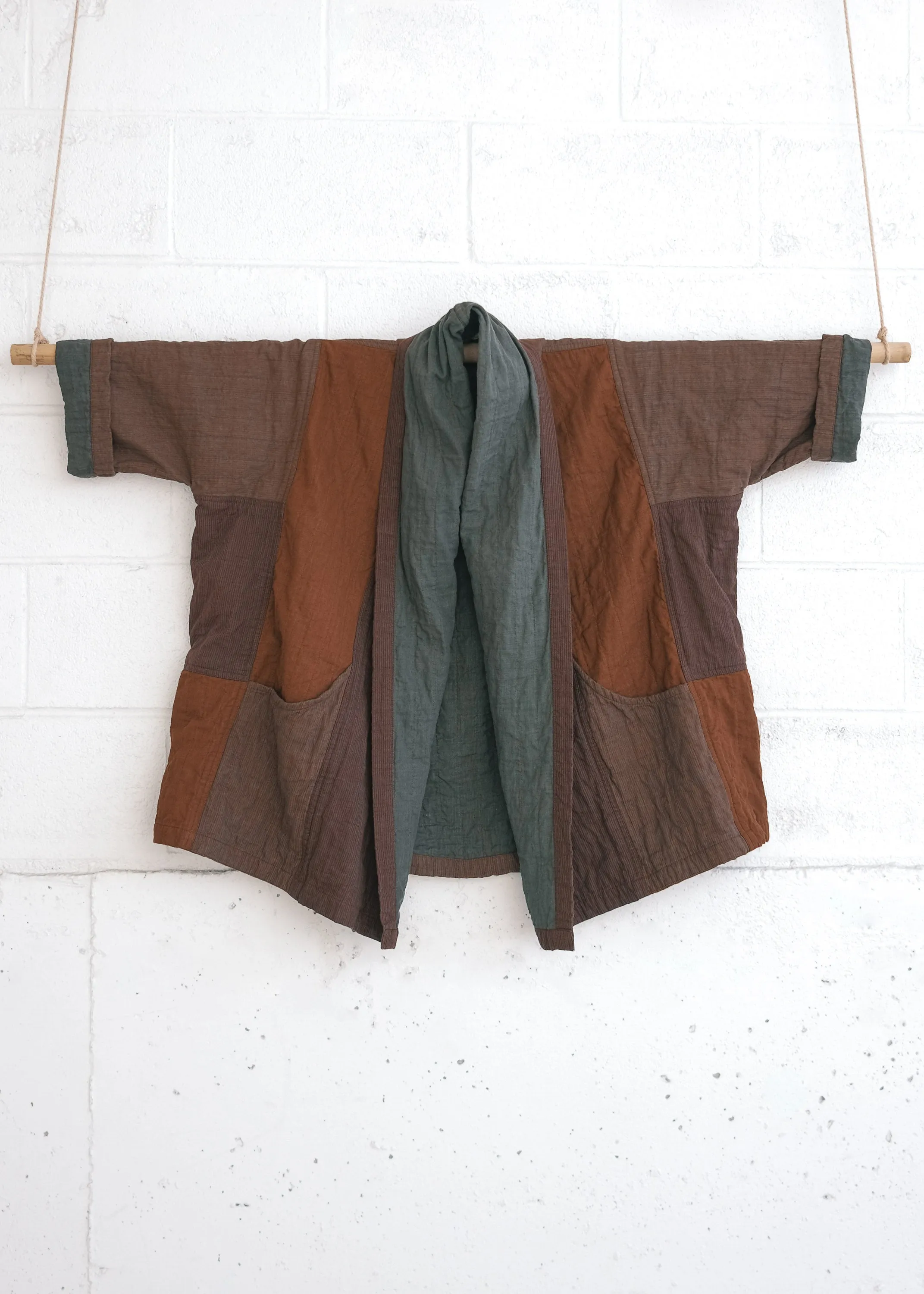 Quilted Botanical Coat - Handwoven Cotton - Autumn