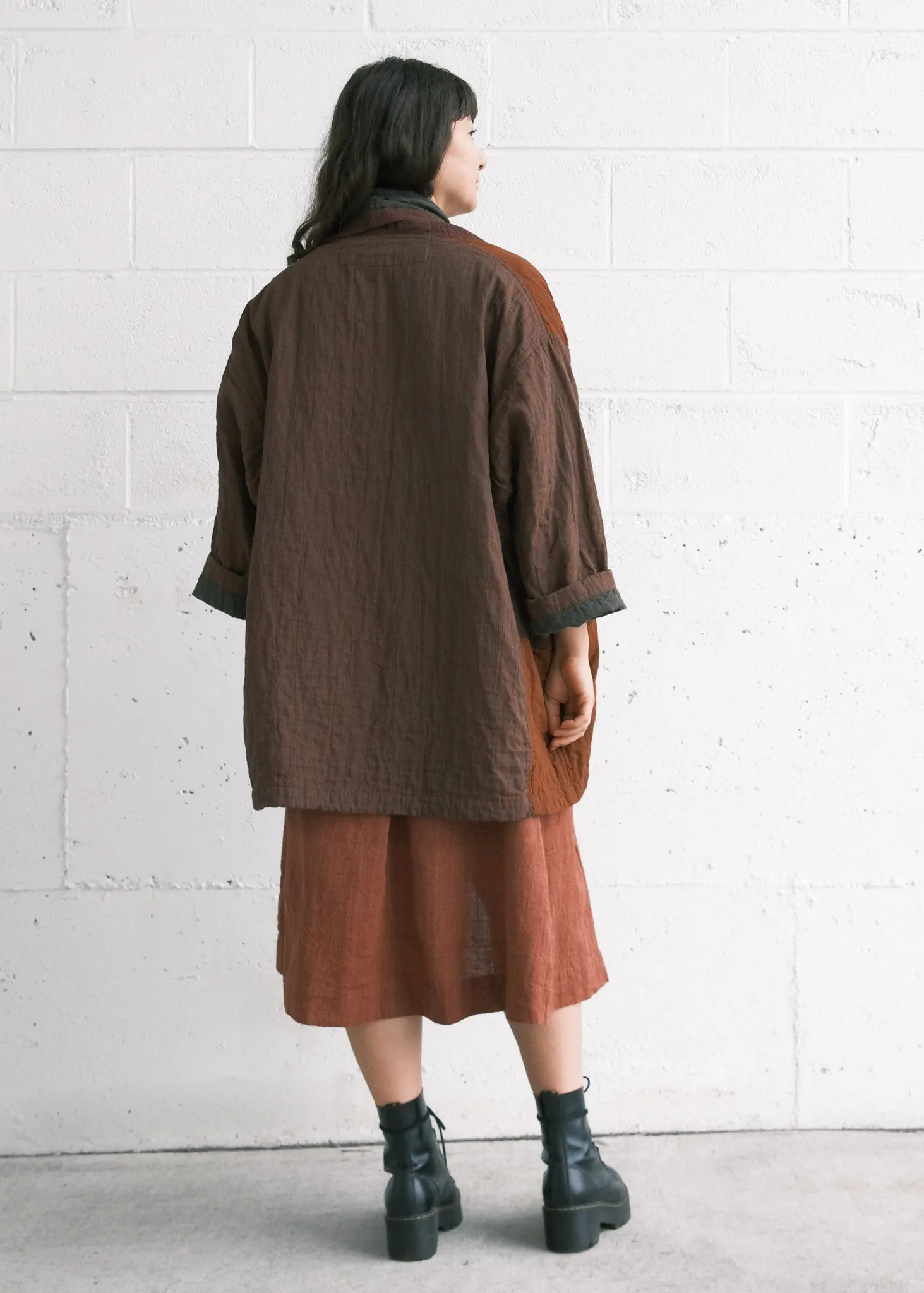 Quilted Botanical Coat - Handwoven Cotton - Autumn
