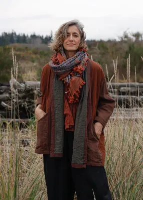 Quilted Botanical Coat - Handwoven Cotton - Autumn