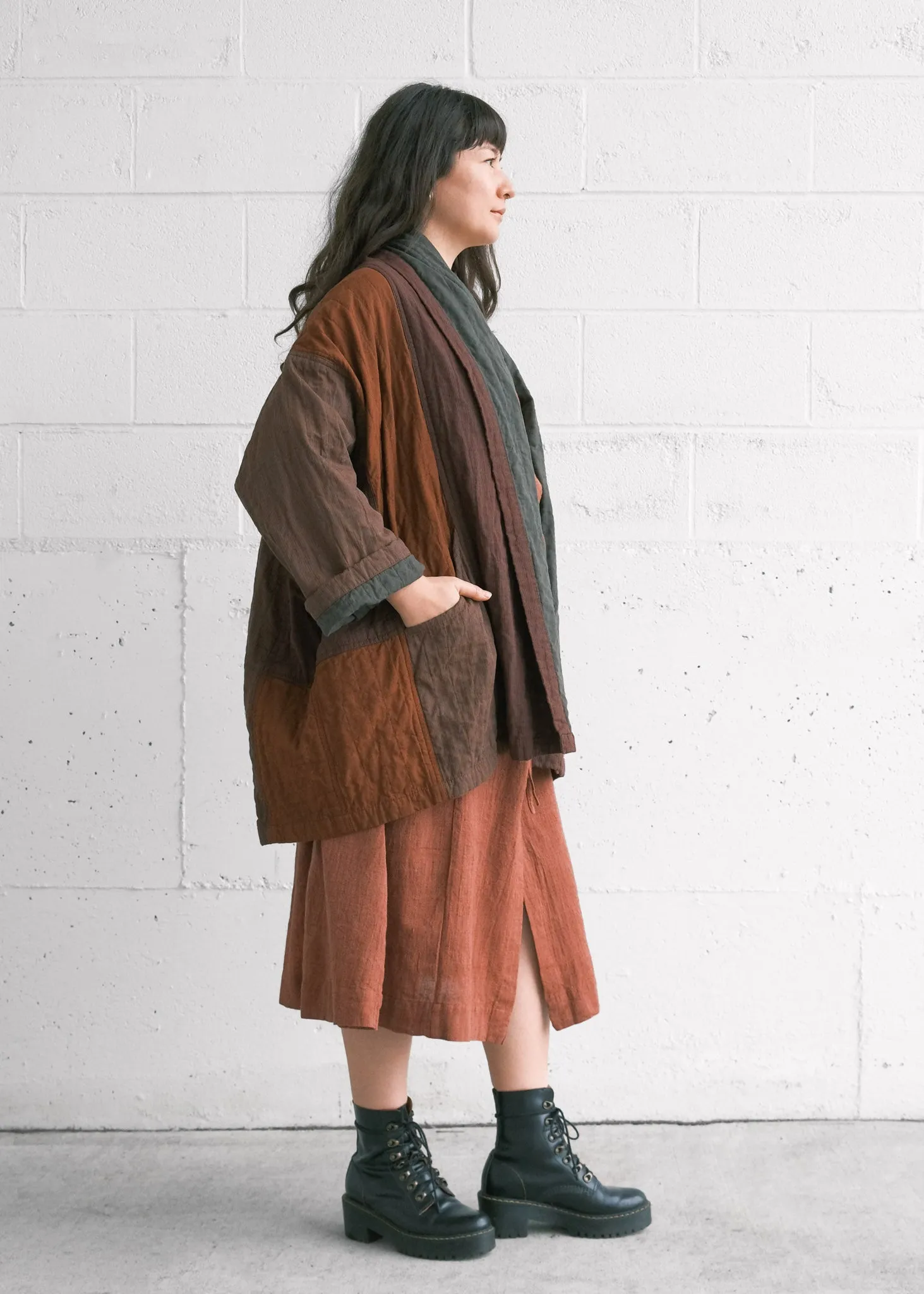 Quilted Botanical Coat - Handwoven Cotton - Autumn