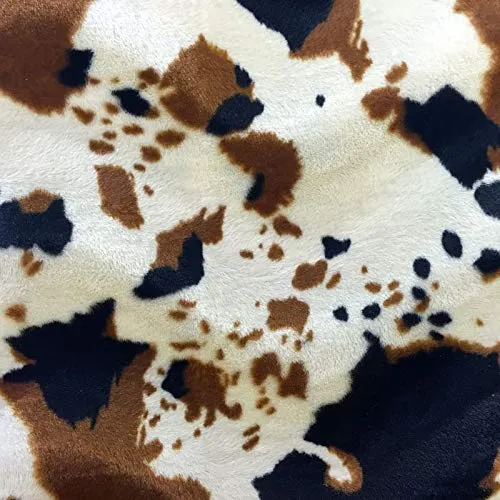 Velboa S-Wave Fabric Short Pile Faux Fur Print - Cow Tan 60"W (1 Yard)
