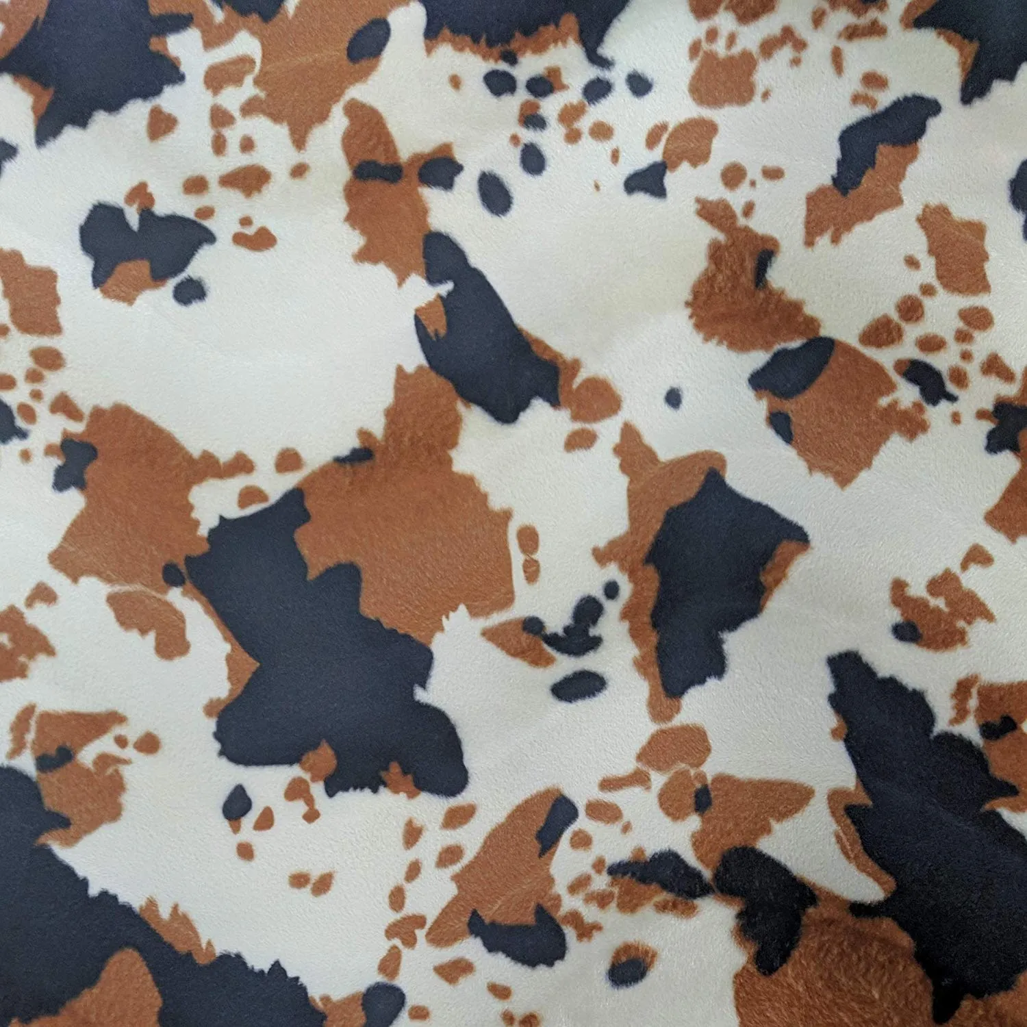 Velboa S-Wave Fabric Short Pile Faux Fur Print - Cow Tan 60"W (1 Yard)