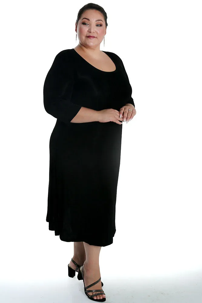 Vikki Vi Classic Black 3/4 Sleeve A-Line Dress
